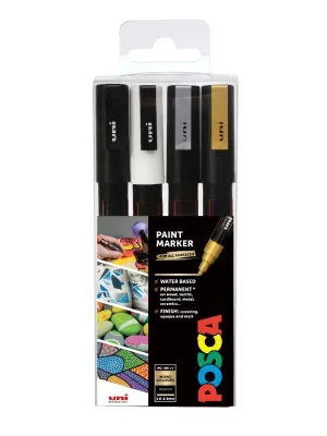 Akrylový fix Posca, sada, 4ks PC-3M   0,9-1,3mm