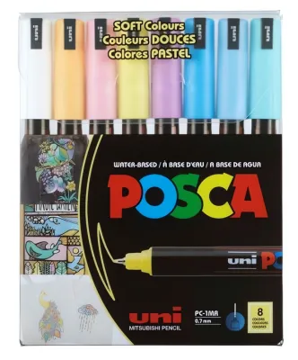 Akrylový fix Posca sada 8ks pastelové barvy PC-1MR 0,7mm