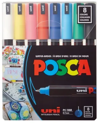 Akrylový fix Posca, sada 8ks, základ. barvy PC-1MR    0,7mm