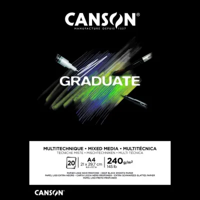 Graduate Mix. Med. Black skicák lep. A4 20l S 240g | Black skicák lepený 20l S 240g - A5, Black skicák lepený 20l S 240g - A4, Black skicák lepený 20l S 240g - A3