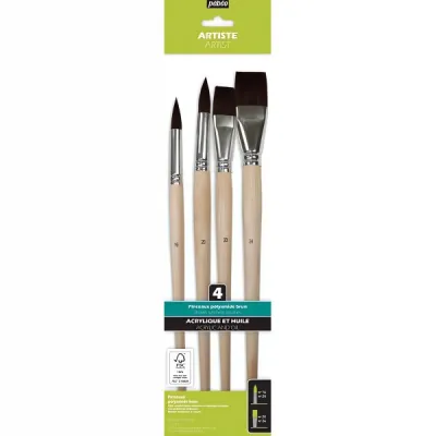 Sada 4 štětců BP - kulaté + ploché (long handle)