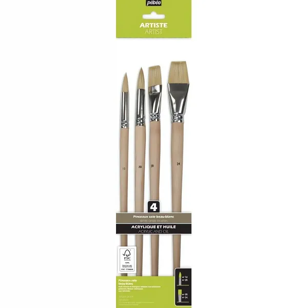 Sada 4 štětců WB - kulaté + ploché (long handle) Pebeo