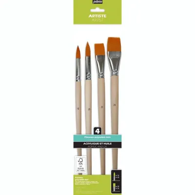 Sada 4 štětců YP - kulaté + ploché (long handle)