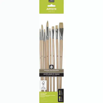 Sada 8 štětců WB - kulaté + ploché (long handle)