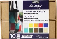 Sada barev na textil SETACOLOR (Pébéo) - 10x45ml + doplňky II.