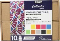 Sada barev na textil SETACOLOR (Pébéo) - 10x45ml + doplňky I.