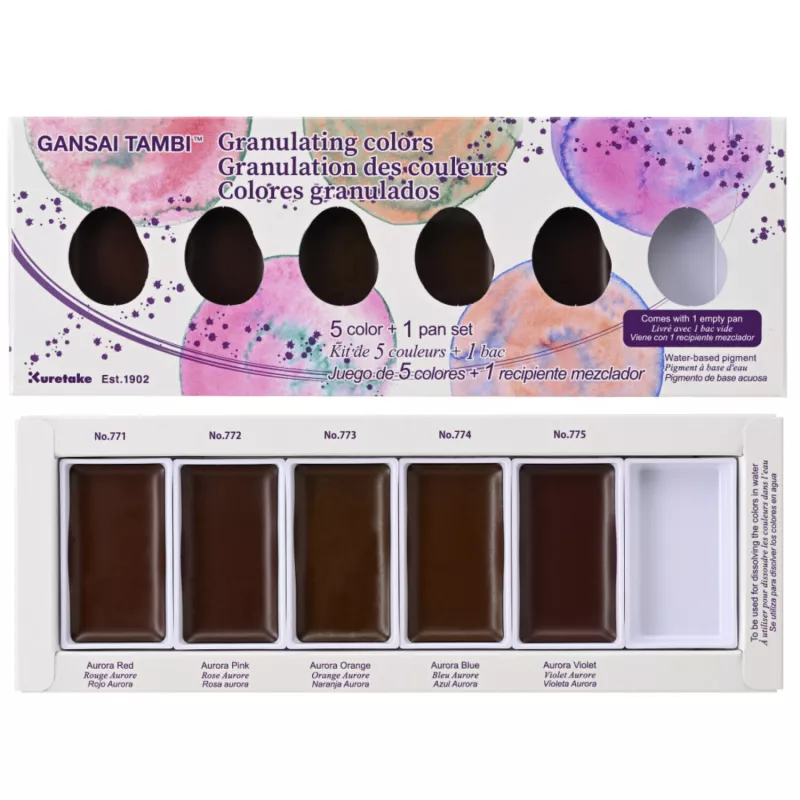 Akvarelové barvy Gansai Tambi Granulating Colours Set - 5 odstínů