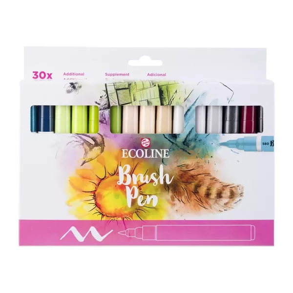 Sada 30 kusů Ecoline Brush Pen - dodatečné odstíny (NEW)