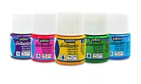 SETACOLOR Light F ( Pébéo) transparent - 45ml | 04 Lawn green, 11 Cobalt blue, 12 Ultramarine blue, 13 Buttercup, 14 Velvet brown, 17 Lemon yellow, 19 Black, 23 Oriental red, 24 Cardinal red, 27 Light green, 28 Moss green, 29 Parma Violet, 30 Turguoise