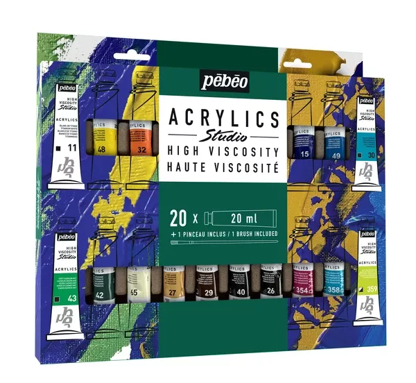 Studio Acrylic sada (20×20 ml + štetec)