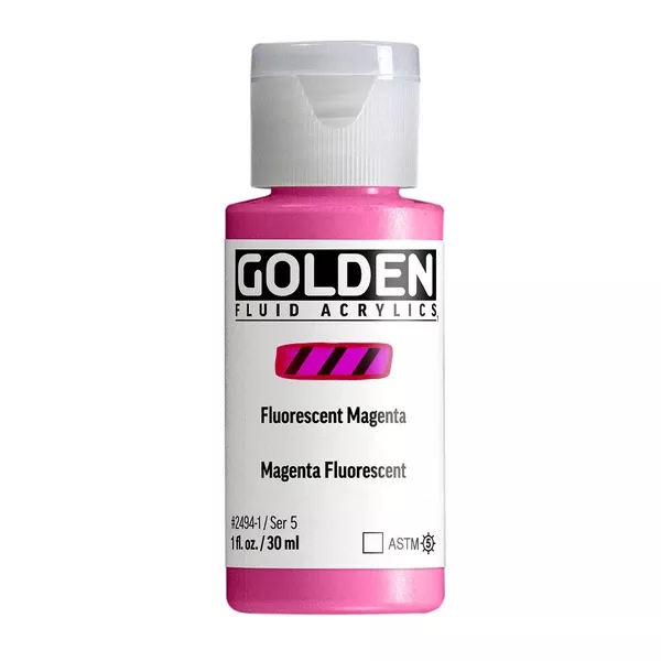 Akrylová barva Golden FLUID 30 ml - varianty - Fluorescent Magenta 2494