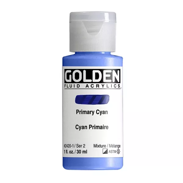 Akrylová barva Golden FLUID 30 ml - varianty - Primary Cyan 2420