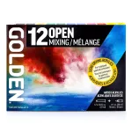 Sada akrylových barev Golden Open - Mixing Set, 12 x 22 ml + 30 ml OPEN Thinner