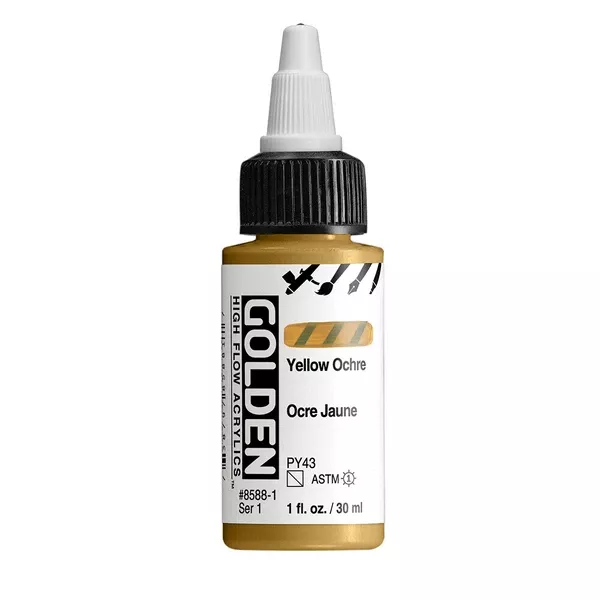 Akrylová barva Golden HIGH FLOW 30 ml - varianty - Yellow Ochre 8588