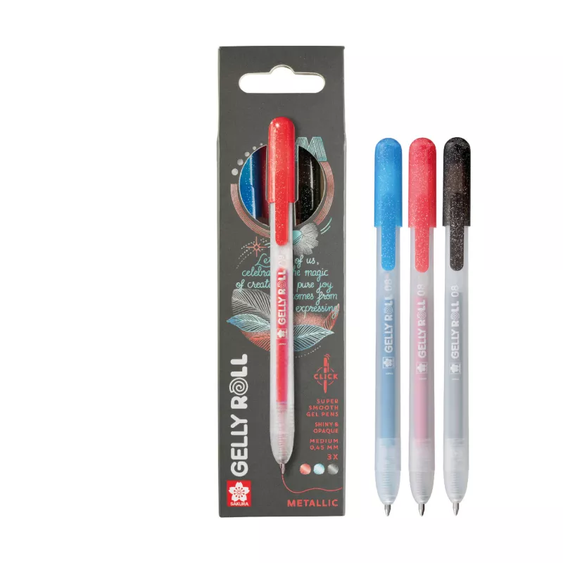 Sady zasouvacích Gelly Roll - různé varianty - Sada Gelly Roll Metallic - zasouvací gelová pera, různé barvy, sada 3 kusů