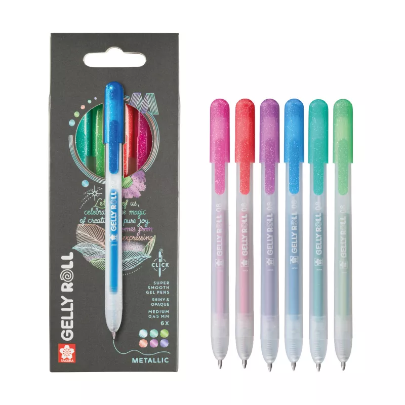 Sady zasouvacích Gelly Roll - různé varianty - Sada Gelly Roll Metallic - zasouvací gelová pera, různé barvy, sada 6 kusů