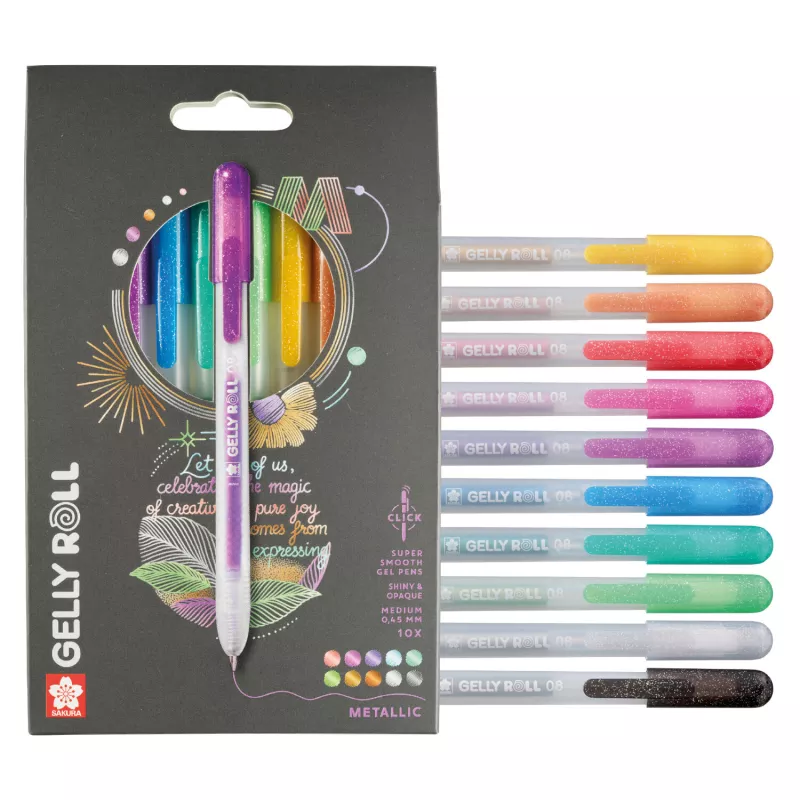 Sady zasouvacích Gelly Roll - různé varianty - Sada Gelly Roll Metallic - zasouvací gelová pera, různé barvy, sada 10 kusů