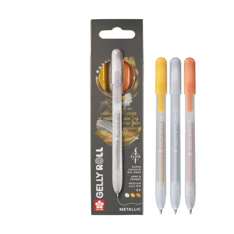 Sady zasouvacích Gelly Roll - různé varianty - Sada Gelly Roll Metallic - zasouvací gelová pera, různé barvy, sada 3 kusů