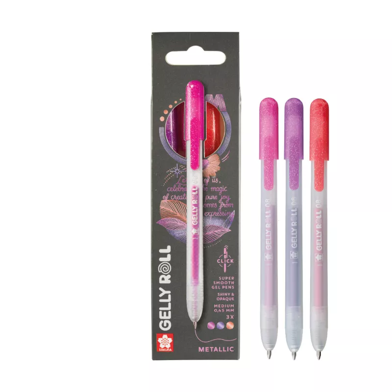 Sady zasouvacích Gelly Roll - různé varianty - Sada Gelly Roll Metallic - zasouvací gelová pera, různé barvy, sada 3 kusů