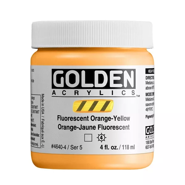 Akrylová barva Golden Heavy Body Effect 118 ml - varianty - Fluorescent Orange - Yellow - 4640
