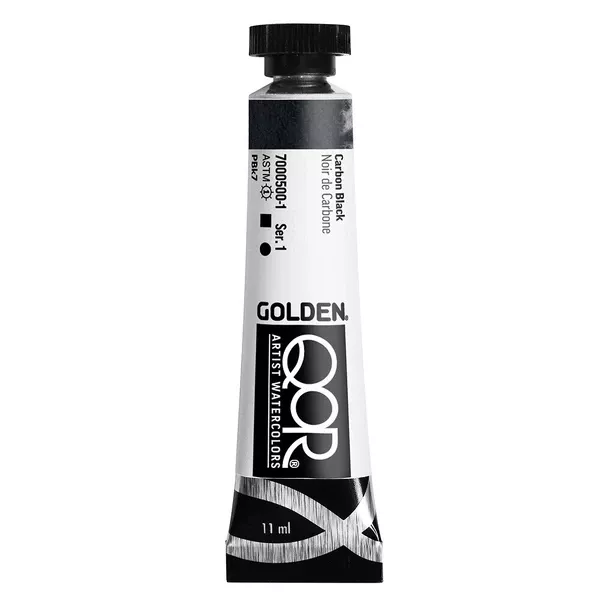 Akvarelová barva Golden QoR 11 ml - varianty - Carbon Black 0500