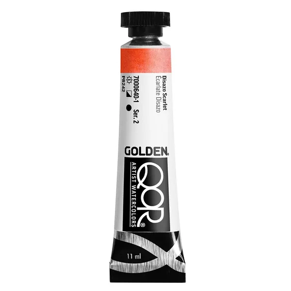 Akvarelová barva Golden QoR 11 ml - varianty - Disazo Scarlet 0640