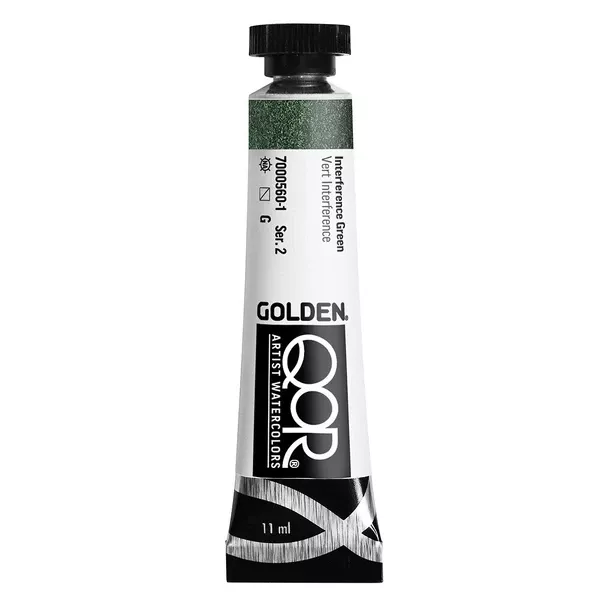 Akvarelová barva Golden QoR 11 ml - varianty - Interference Green 0560