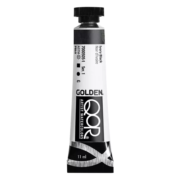 Akvarelová barva Golden QoR 11 ml - varianty - Ivory Black 0505