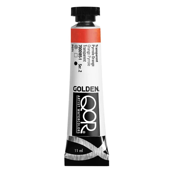 Akvarelová barva Golden QoR 11 ml - varianty - Transparent Pyrrole Orange 0185
