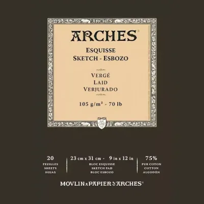 Arches skicák lepený 23x31cm 20l Laid 105g