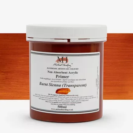 Barevné Primery Michael Harding 500g - varianty - Burnt Sienna Transparent - 500ml