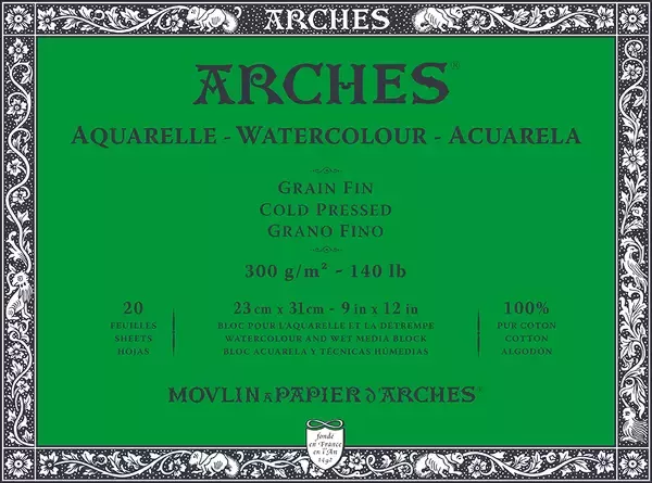 Arches blok lepený - 4 str. 20l CP 300g - varianty - Arches blok lepený - 4 str. 23x31cm 20l CP 300g