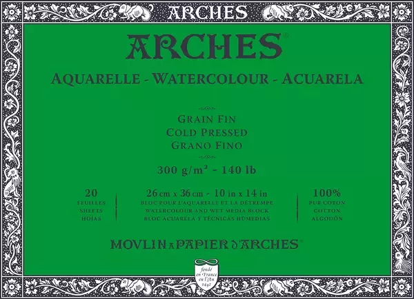 Arches blok lepený - 4 str. 20l CP 300g - varianty - Arches blok lepený - 4 str. 26x36cm 20l CP 300g