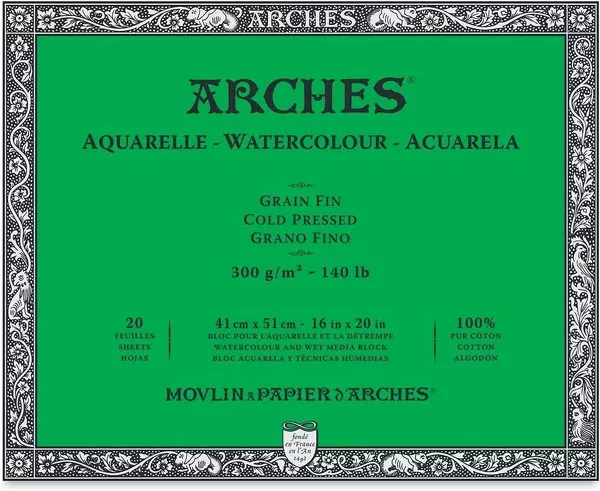 Arches blok lepený - 4 str. 20l CP 300g - varianty - Arches blok lepený - 4 str. 41x51cm 20l CP 300g