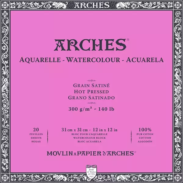 Arches blok lepený - 4 str. 20l HP 300g - varianty - Arches blok lepený - 4 str. 31x31cm 20l HP 300g