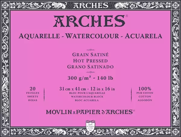 Arches blok lepený - 4 str. 20l HP 300g - varianty - Arches blok lepený - 4 str. 31x41cm 20l HP 300g
