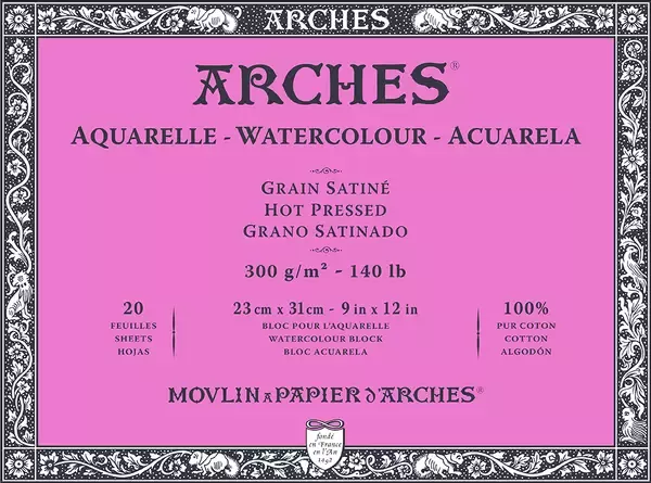 Arches blok lepený - 4 str. 20l HP 300g - varianty - Arches blok lepený - 4 str. 23x31cm 20l HP 300g