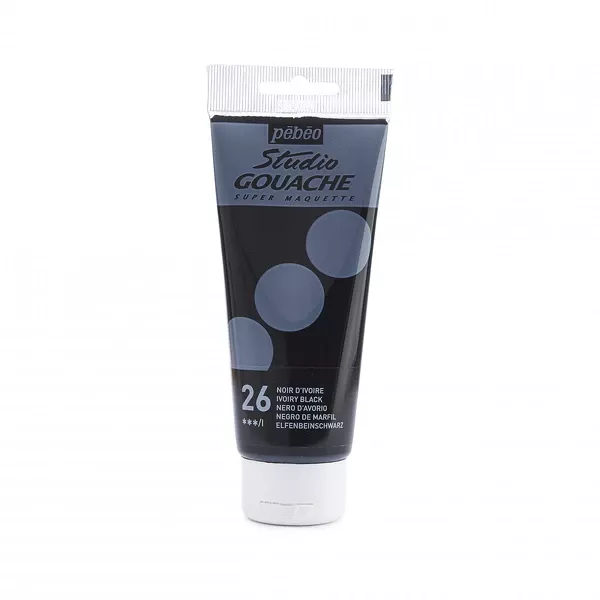 Kvašová barva Pébéo Studio Gouache, 100 ml - varianty - Pébéo Studio Gouache, 100 ml - 26 Ivoiry Black