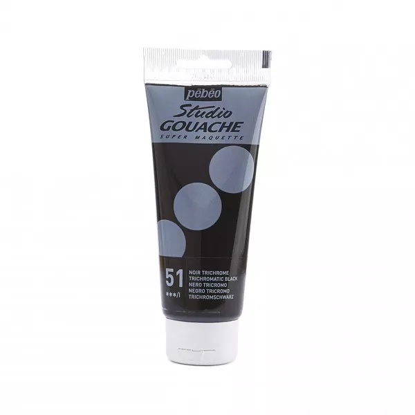 Kvašová barva Pébéo Studio Gouache, 100 ml - varianty - Pébéo Studio Gouache, 100 ml - 51 Trichromatic Black