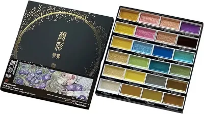 Sada akvarelových barev Gansai Tambi Metallic n.2 - 24 metalických odstínů