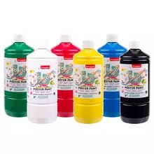 Sada Bruynzeel Poster Paint, 6 x 1 l - kvašové barvv - základní odstíny