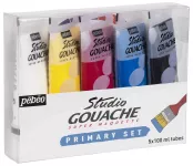 Sada kvašových barev Pébéo Studio Gouache, 5 x 100 ml - základní odstíny