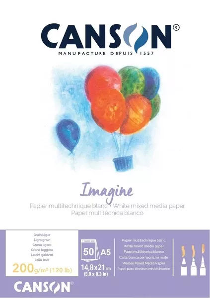 Umělecký blok Imagine (Canson) - lepený na krátké straně (200g/m2) - varianty