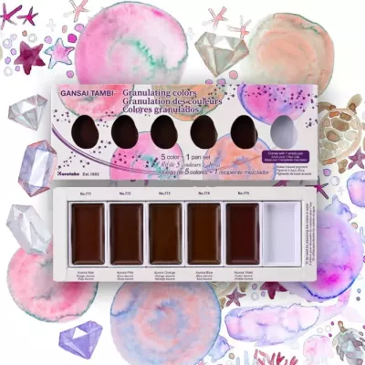 Akvarelové barvy Gansai Tambi Granulating Colours Set - 5 odstínů