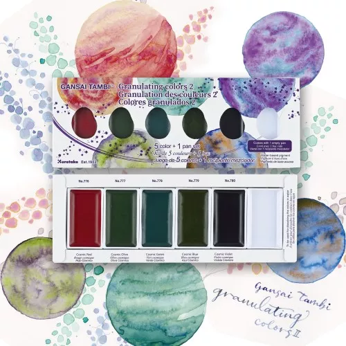 Akvarelové barvy Gansai Tambi Granulating Colours Set - 5 odstínů NEW