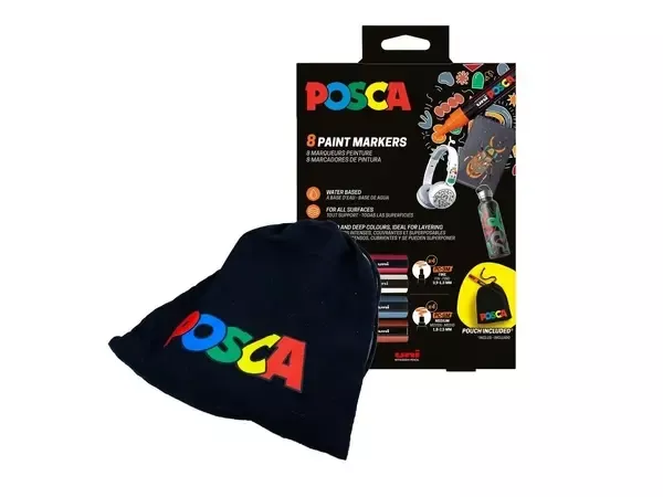 Kombinovaná sada popisovačů Posca PC-3M a PC-5M - Mix barev + bavlněný pytlík