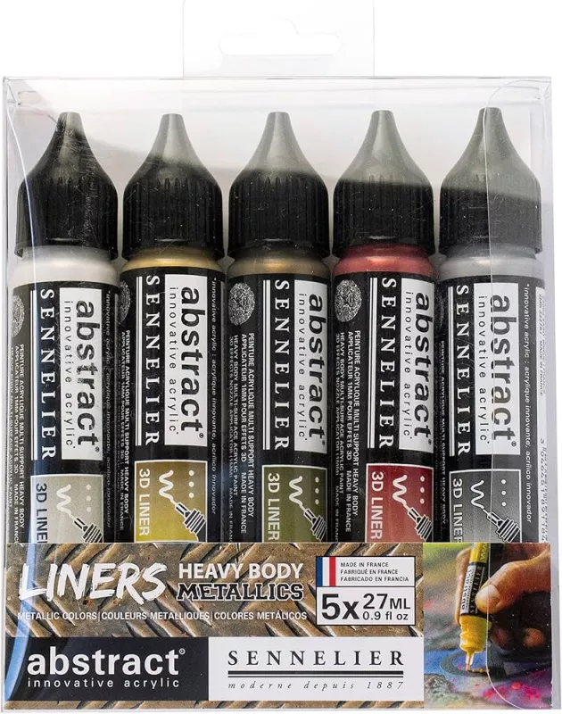 Sada akrylových metalických 3D kontur ABSTRACT Metallics (Sennelier) - 5 x 27ml