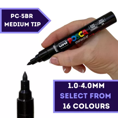 Akrylový fix Posca se štětečkovým hrotemPC-5BR - varianty | PC-5BR - White 1, PC-5BR - Yellow 2, PC-5BR - Orange 4, PC-5BR - Light Green 5, PC-5BR - Green 6, PC-5BR - Light Blue 8, PC-5BR - Blue 33, PC-5BR - Violet 12, PC-5BR - Pink 13, PC-5BR - Red 15, PC-5BR - Brown 21, PC-5BR - Grey 37, PC-5BR - Black 24, PC-5BR - Coral Pink 66, PC-5BR - Light Pink 51, PC-5BR - Beige 45
