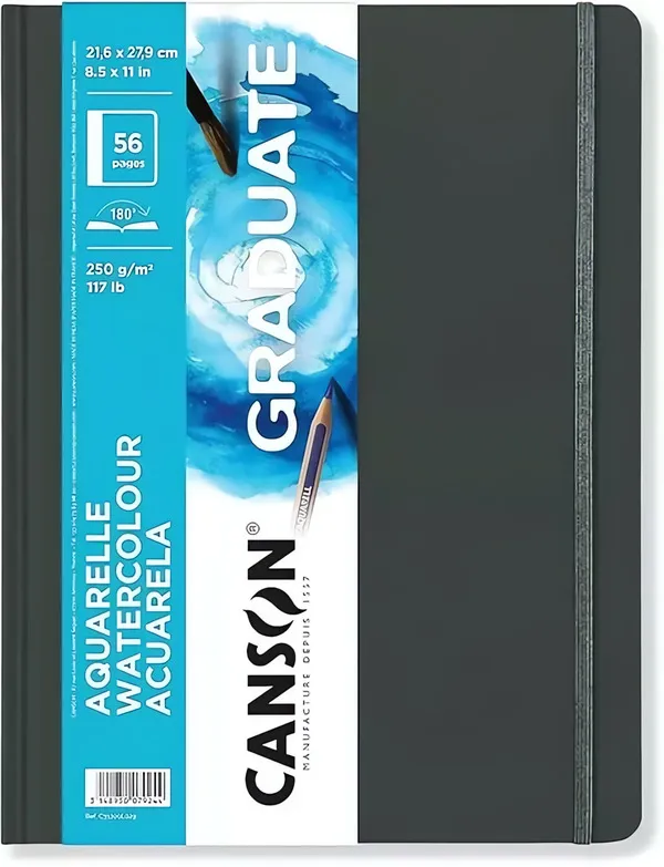 Akvarelové skicáky Graduate Book Aquarelle - varianty - 21,6 x 27,9 cm - 56 listů, 250g/m² Canson