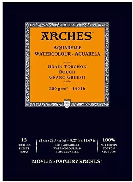 Arches skicák lepený 12l RG 300g - varianty - Arches skicák lepený 21x29,7cm 12l RG 300g